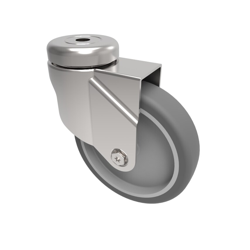 BIL Grey Rubber Polypropylene Bolt Hole Swivel Castor 100mm 70kg Load BZRA100GRB