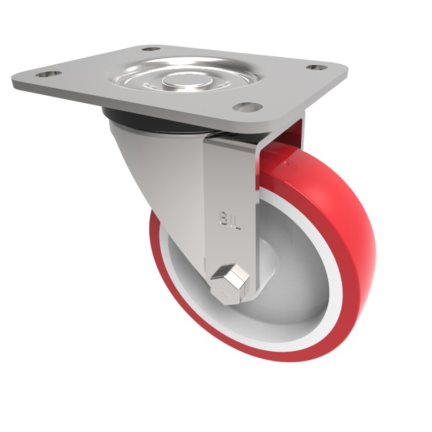 BIL Polyurethane Nylon Plate Swivel Castor 125mm 300kg Load BZPH125NP