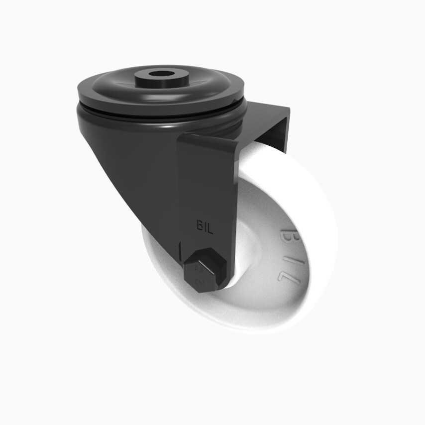 BIL Nylon Bolthole Swivel Castor 125mm 300kg Load BLKH125NYBJBH12