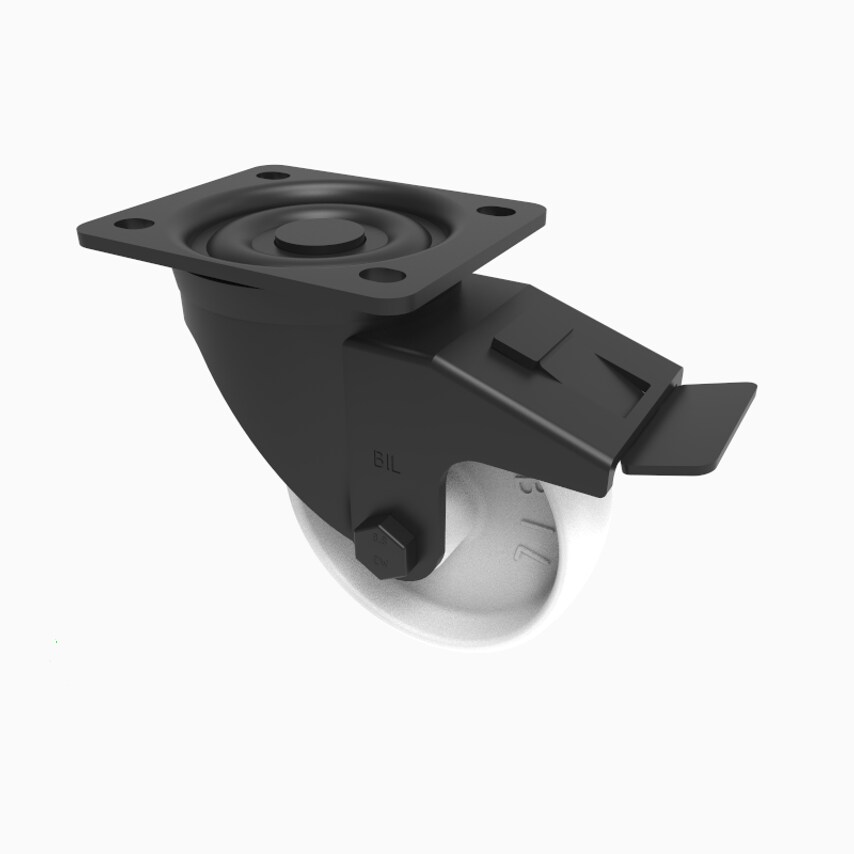 BIL Nylon Plate Swivel Castor Brake 125mm 300kg Load BLKH125NYBJSWB