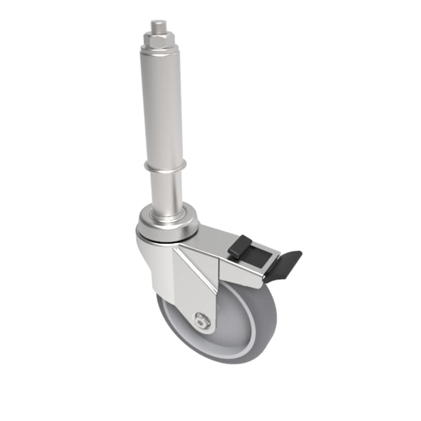 BIL Spring Castor Rubber Swivel Braked Castor 100mm 16kg BZRA100VGRSPR16SWB