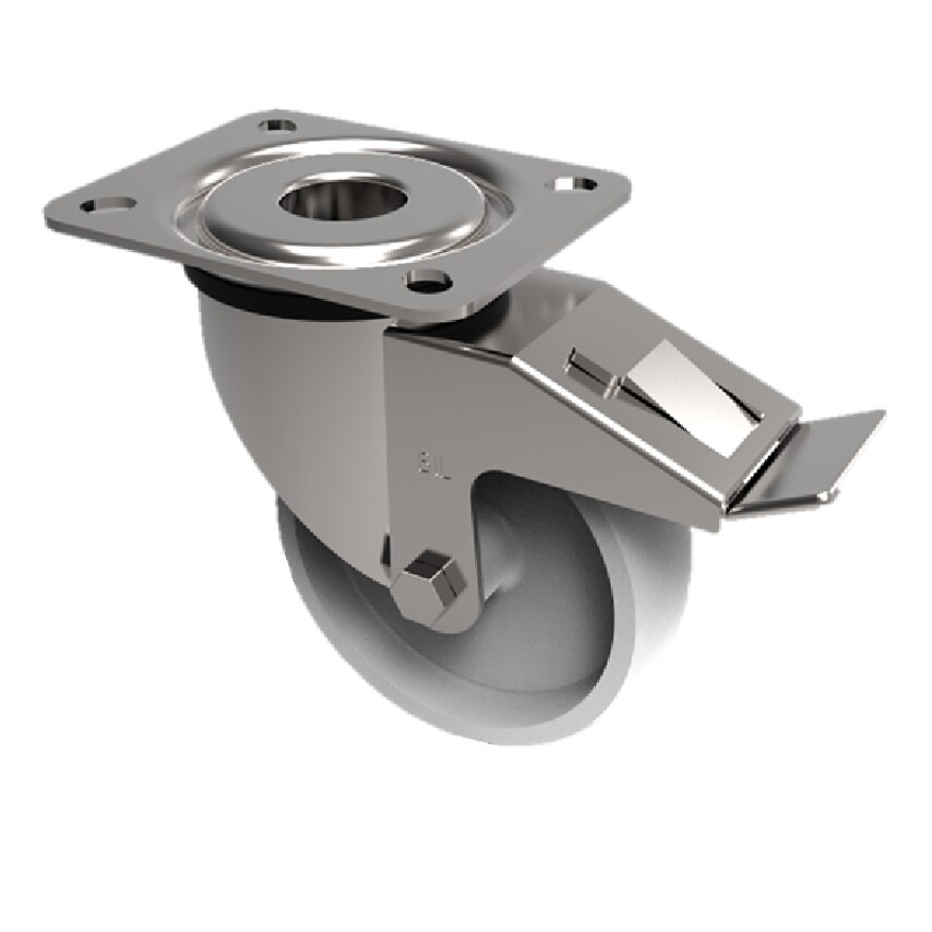 BIL Nylon Plate Swivel Castor Brake 160mm 350kg Load BZMM160NYBSWB