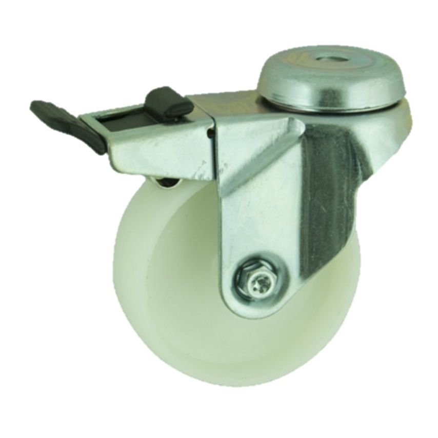 BIL Nylon Bolt Hole Swivel Castor Brake 125mm 80kg Load SSRA125NYBH10SWB