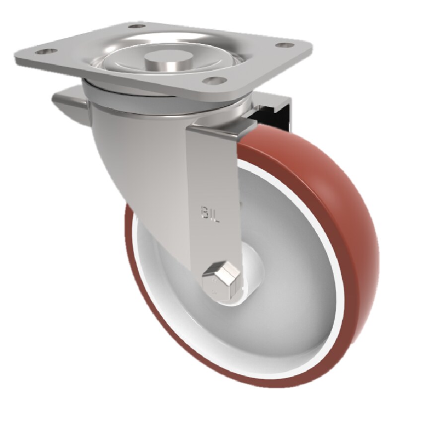 BIL Polyurethane Nylon Plate Swivel Castor 160mm 350kg Load BZWB200PNB