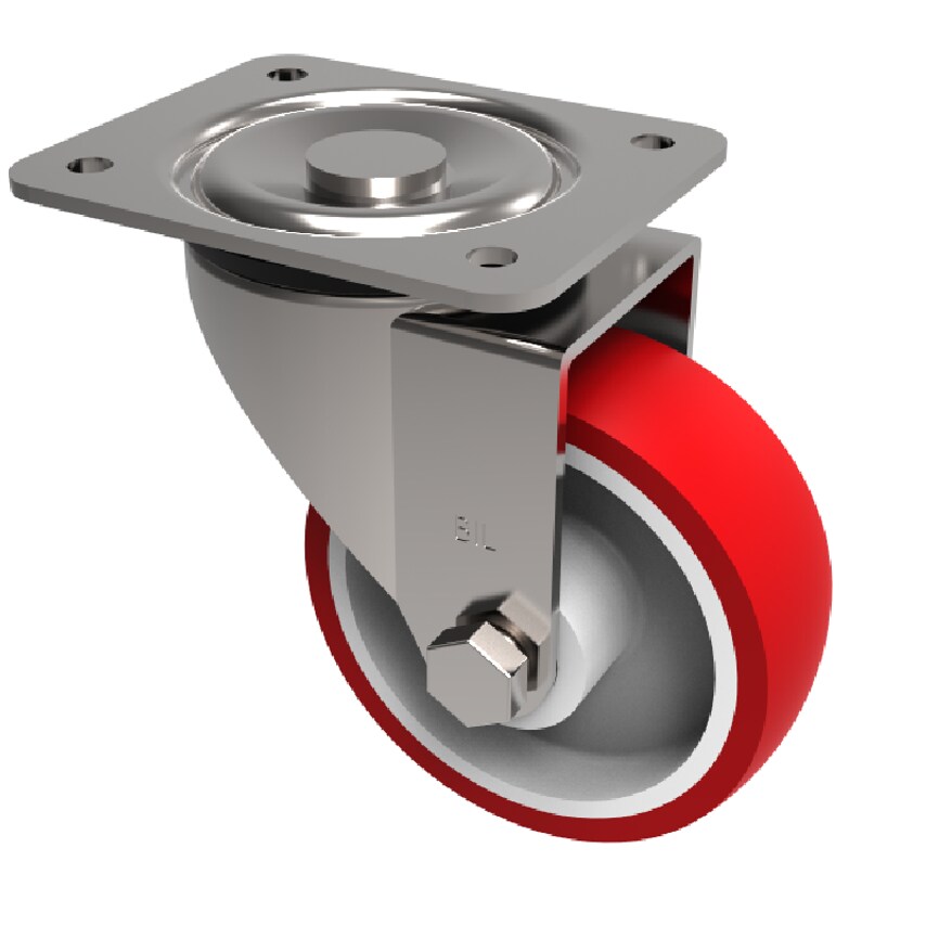 BIL Polyurethane Nylon Plate Swivel Castor 125mm 350kg Load BZWH125NPB