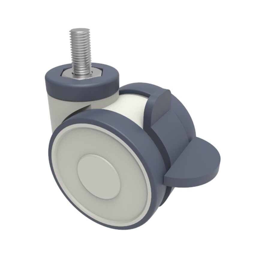 BIL Grey Rubber Stem Swivel Castor Brake 75mm 70kg load NTW75TPRBJSWBST