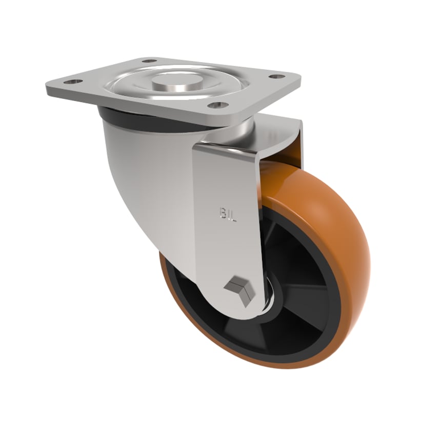 BIL Polyurethane Nylon Plate Swivel Castor 150mm 600kg Load BZXP150XPNBJ