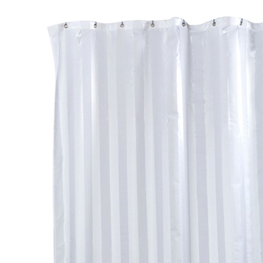 Satin Strip Shower Curtain White Each