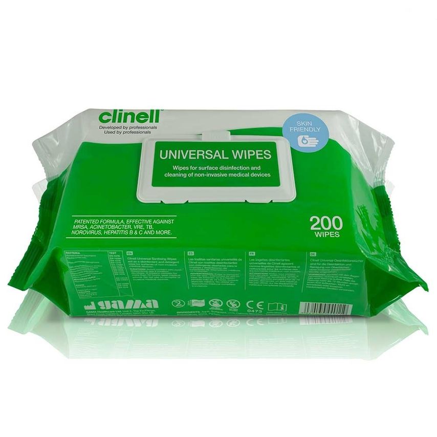 Clinell Universal Multi-Purpose Sanitising 200 Wipes 6 x 200