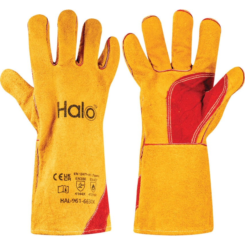 Lined Split Leather Fully Kevlar Sown Welders Gauntlet Gold