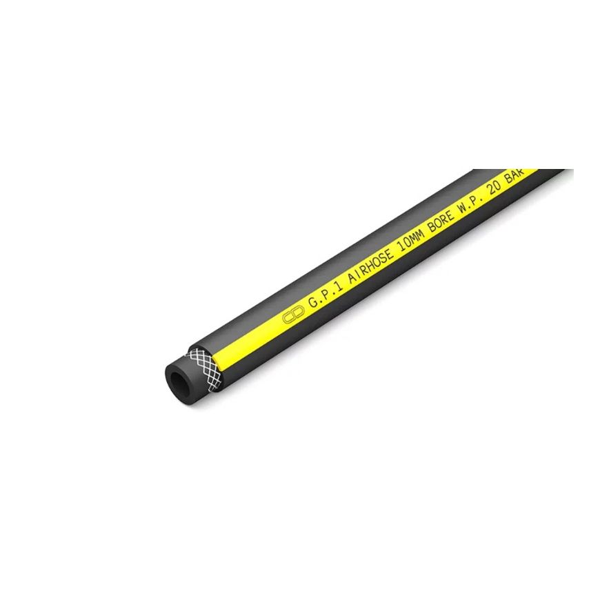 GPA Series Gpa - 8mm x 16mm Refcd Air Hose Blk/Yell Stripe 30m
