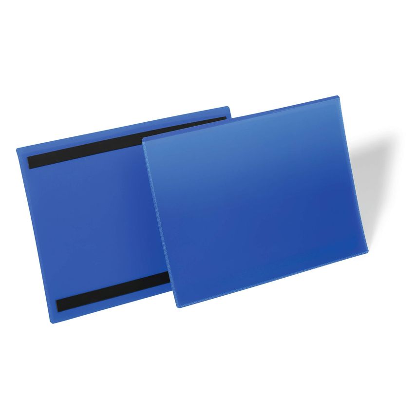 Durable Magnetic Ticket Label Holder Document Pockets, 50 Pack, A4 Blue - 174507