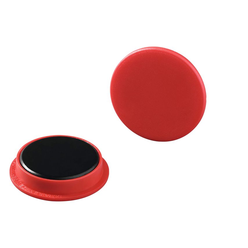 Durable Strong Circular Button Magnets for Fridge Memos, 20 Pack, 37mm, Red
