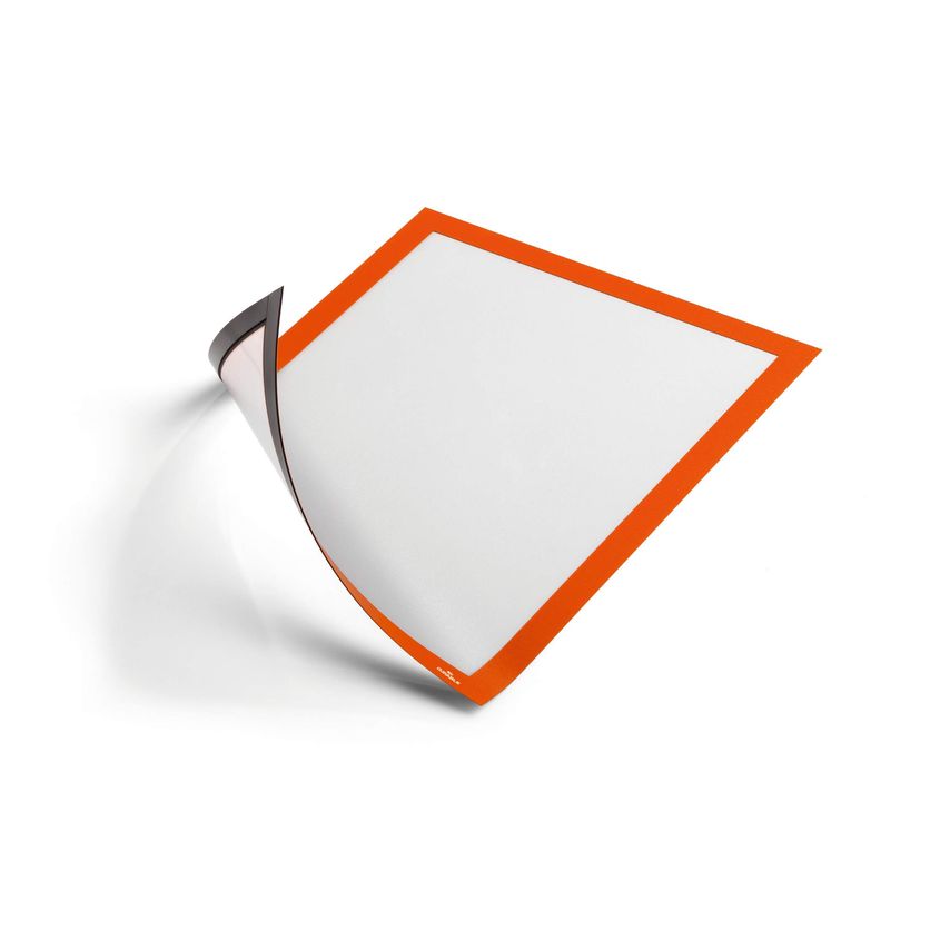 Durable Duraframe Magnetic Document Signage Frame for Metal, 5 Pack, A4 Orange