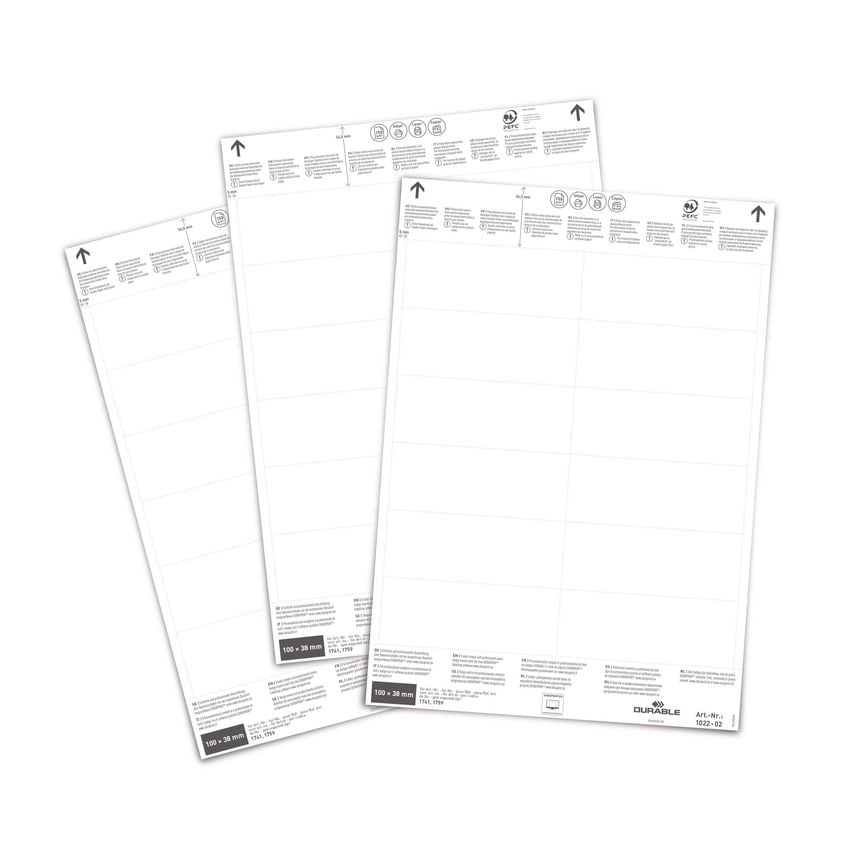 Durable Printable Insert Sheets for Ticket Holders, 240 Labels, 100 x 38 mm