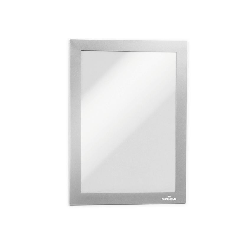 Durable Duraframe Self Adhesive Magnetic Signage Frame, 10 Pack, A5 Silver
