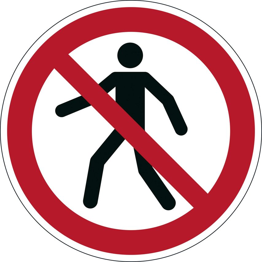 Durable Adhesive ISO "Pedestrians Prohibited" Sign Safety Floor Sticker, 43cm