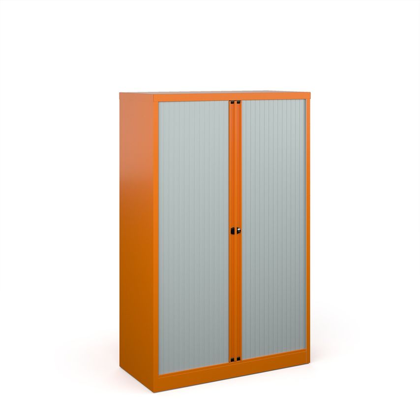 Bisley Systems Storage Medium Tambour Cupboard 1570mm High - Orange
