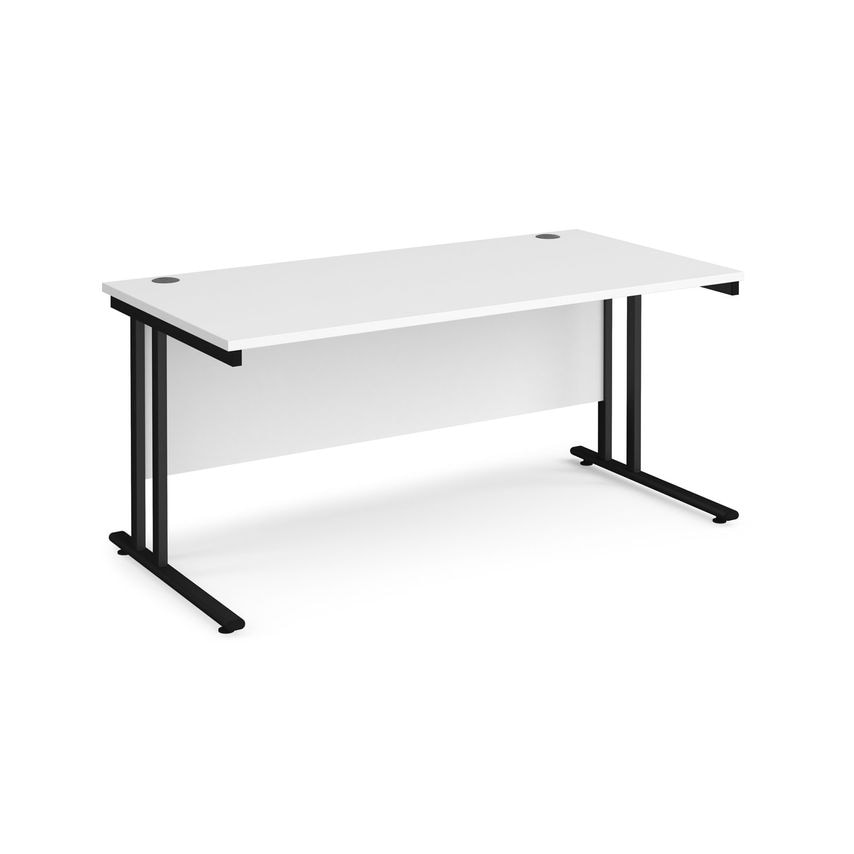 Dams Maestro 25 Straight Desk 1600mm X 800mm - Black Cantilever Leg Frame, White