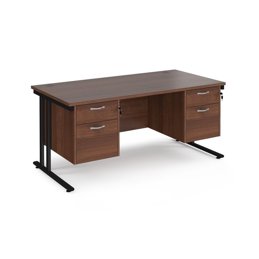 Dams Maestro 25 Straight Desk 1600mm X 800mm with Two X 2 Drawer Pedestals - Bla