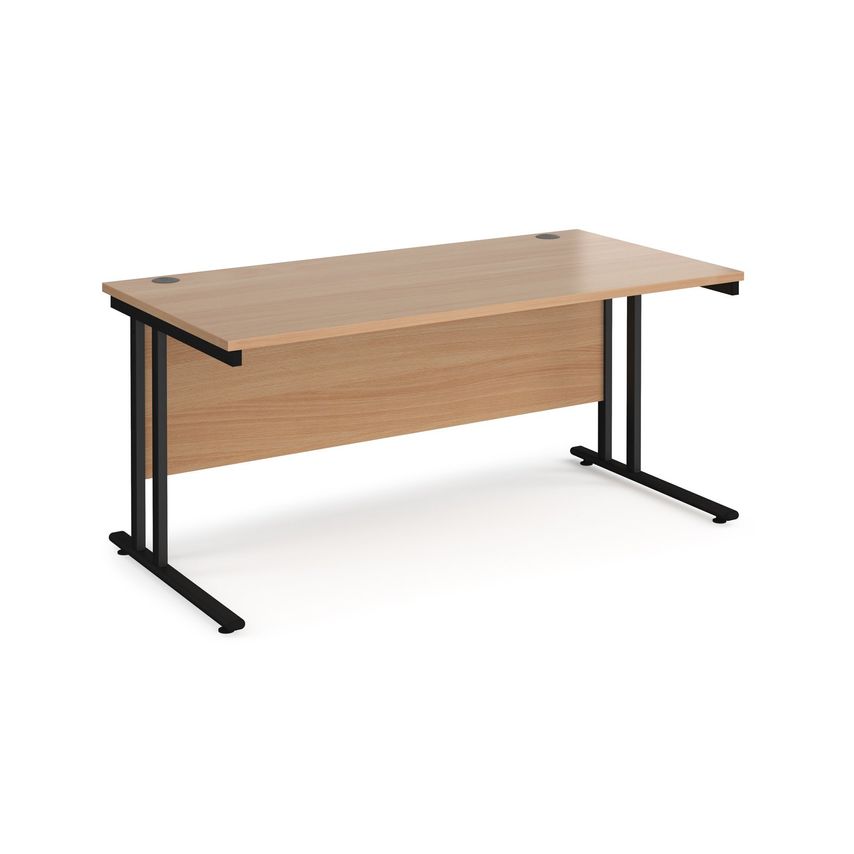 Dams Maestro 25 Straight Desk 1600mm X 800mm - Black Cantilever Leg Frame, Beech
