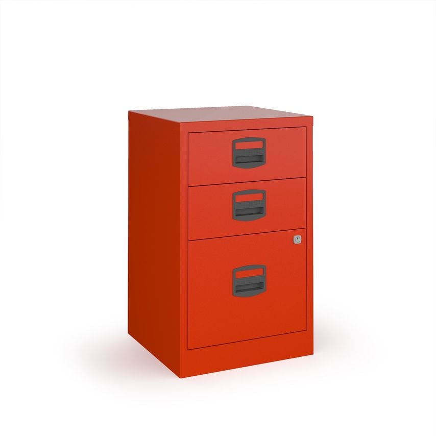 Bisley A4 Home Filer with 3 Drawers - Red