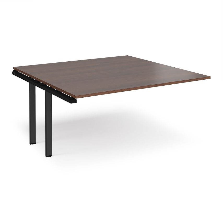 Dams Adapter Boardroom Table Add on Unit 1600mm X 1600mm - Black Frame, Walnut T