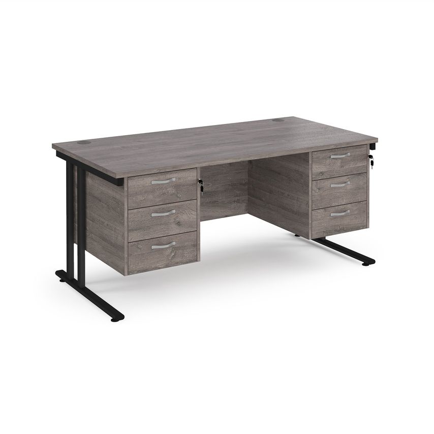 Dams Maestro 25 Straight Desk 1600mm X 800mm with Two X 3 Drawer Pedestals - Bla