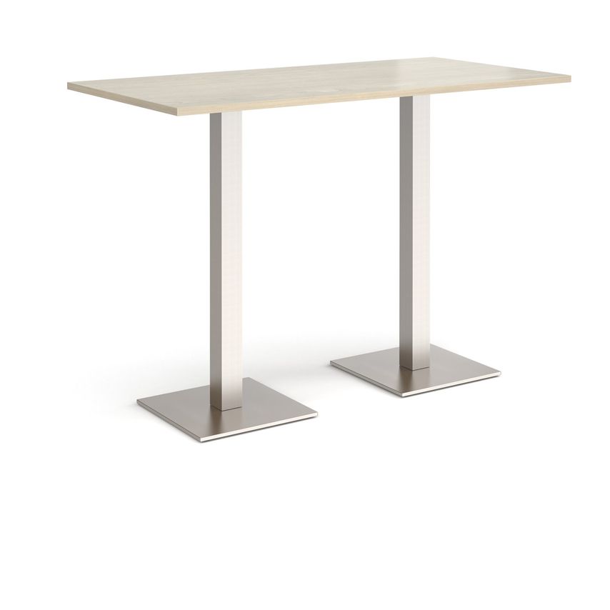Brescia Rectangular Poseur Table 800x1600 with Brushed Steel Base