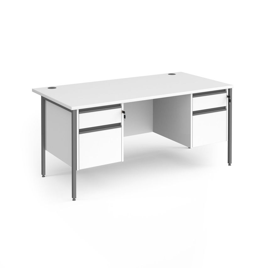 Dams Contract 25 Straight Desk with 2 and 2 Drawer Pedestals and Graphite H-Fram