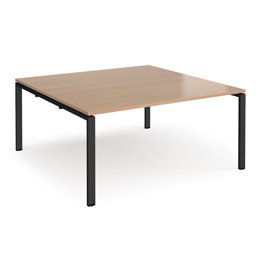 Dams Adapter Boardroom Table Starter Unit 1600mm X 1600mm - Black Frame, Beech T