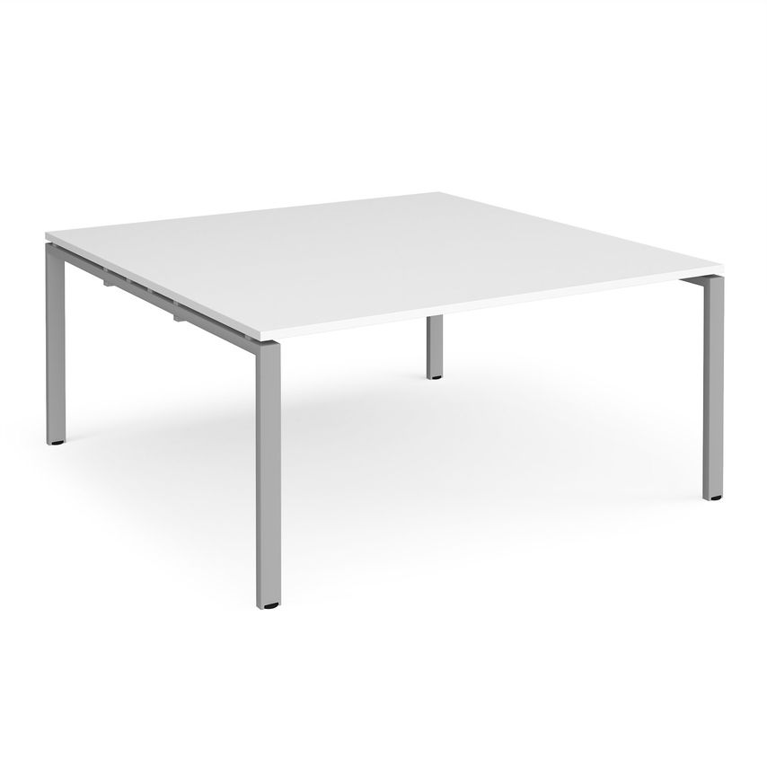 Dams Adapter Square Boardroom Table 1600mm X 1600mm - Silver Frame, White Top