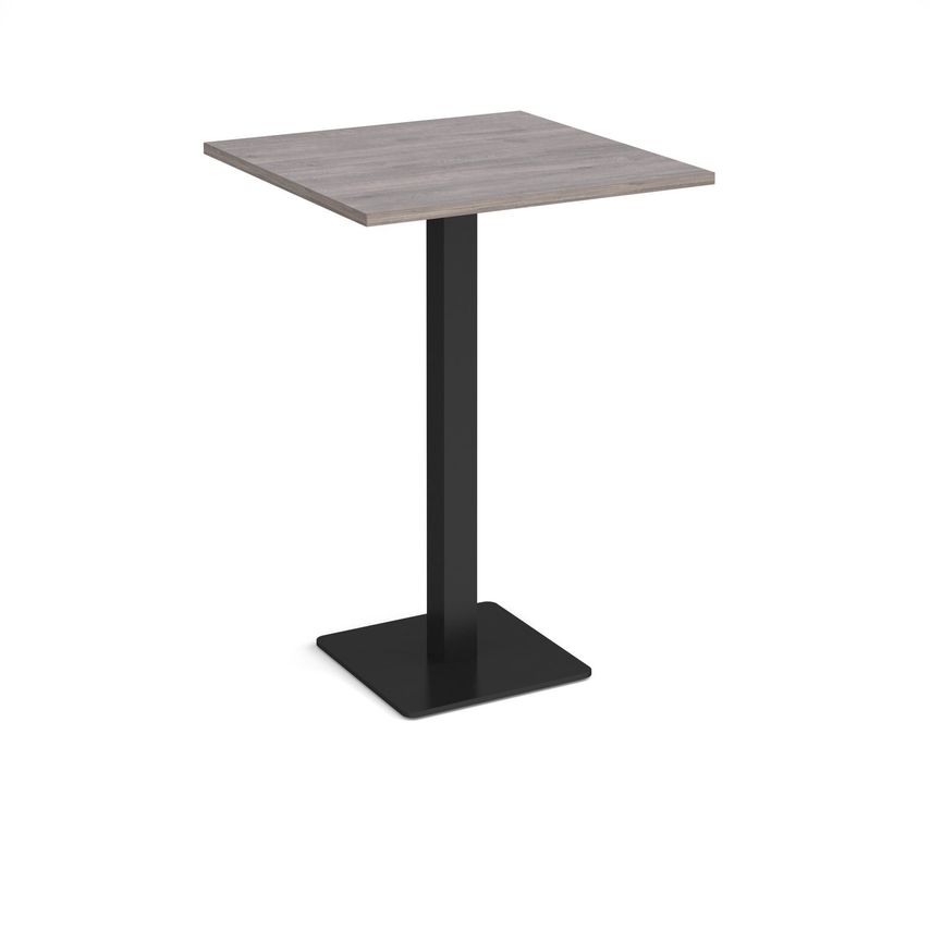Dams Brescia Square Poseur Table with Flat Square Black Base 800mm - Grey Oak