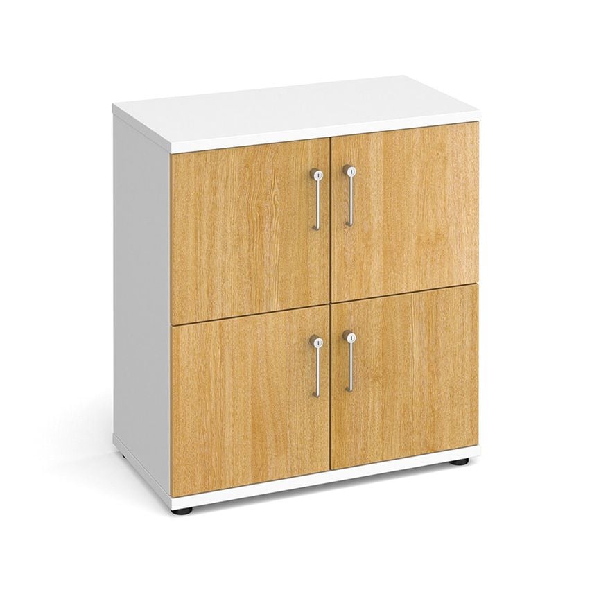 Dams Wooden Storage Lockers 4 Door - White with Oak Doors