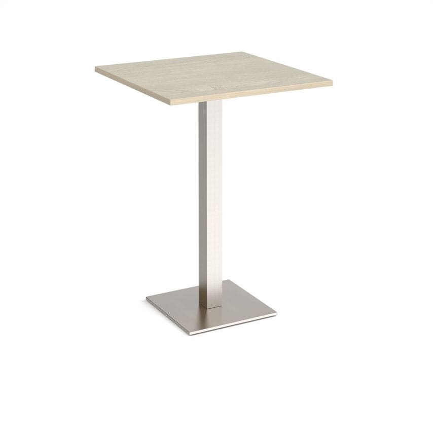 Brescia Square Poseur Table 800mm with Flat Square Brushed Steel Base