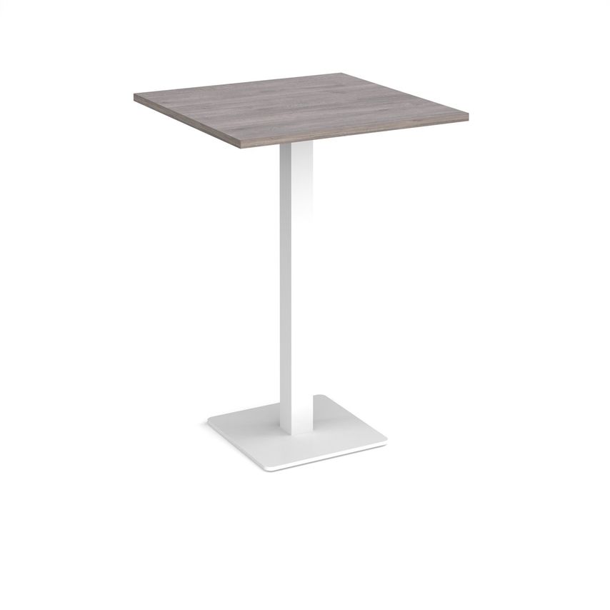 Dams Brescia Square Poseur Table with Flat Square White Base 800mm - Grey Oak