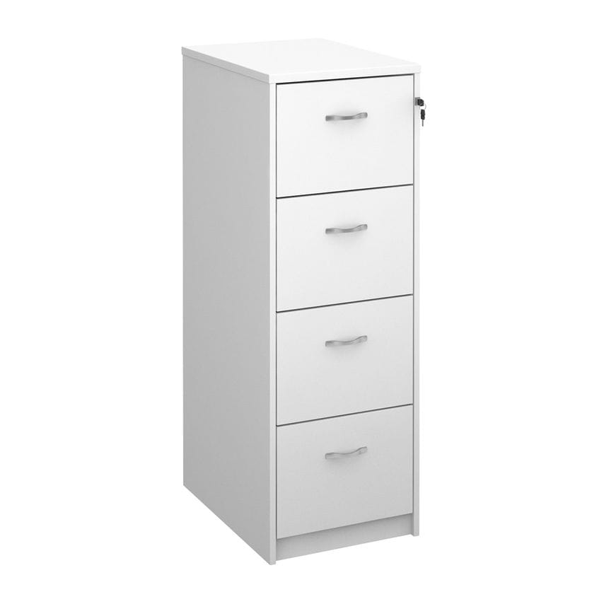 Dams Wooden 4 Drawer Filing Cabinet with Silver Handles 1360mm High - White