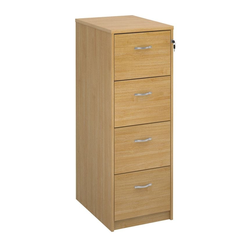 Dams Wooden 4 Drawer Filing Cabinet with Silver Handles 1360mm High - Oak