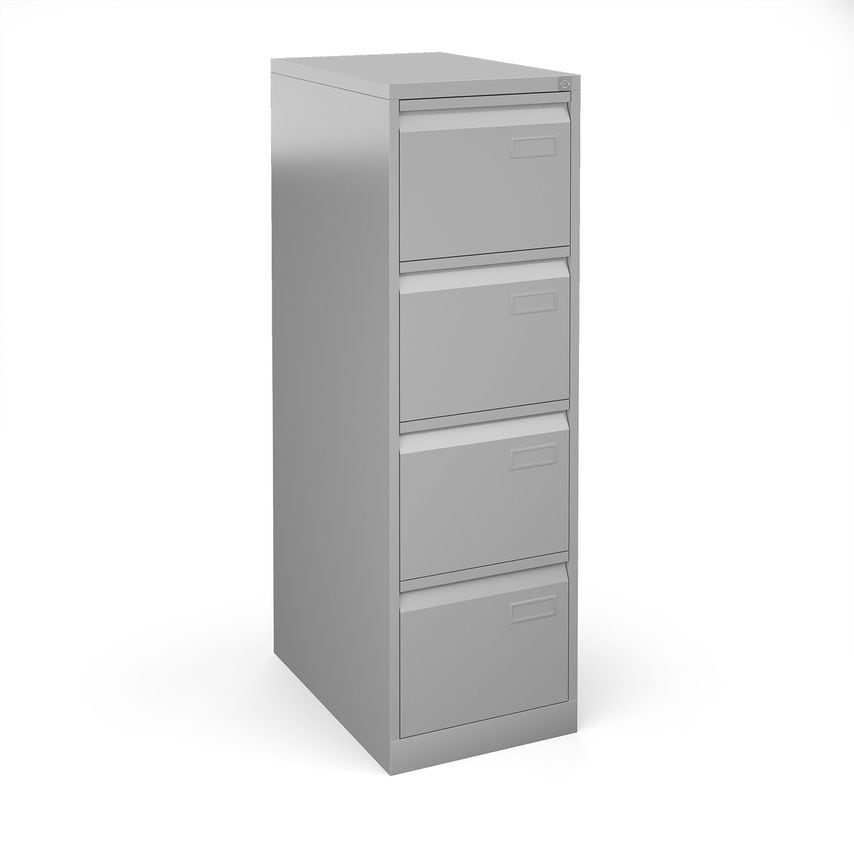Bisley Steel 4 Drawer Public Sector Contract Filing Cabinet 1321mm High - Silver