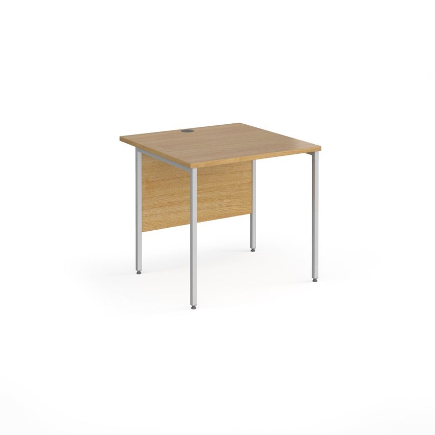 Dams Contract 25 Straight Desk with Silver H-Frame Leg 800mm X 800mm - Oak Top