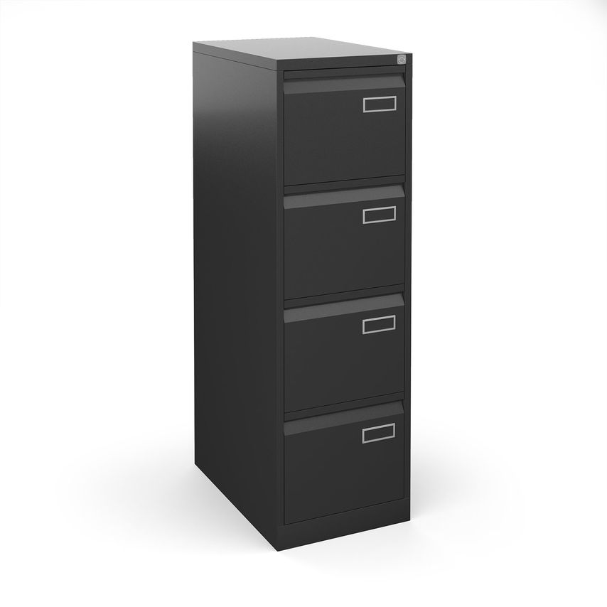 Bisley Steel 4 Drawer Public Sector Contract Filing Cabinet 1321mm High - Black