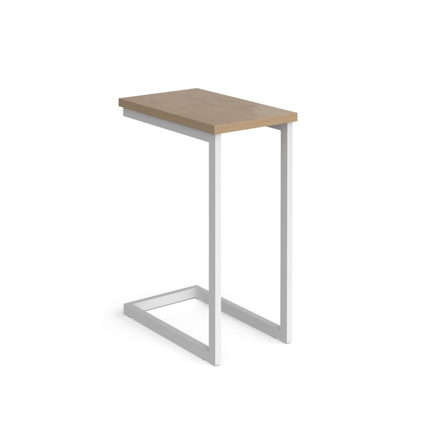 Social Spaces Buddy Laptop Table with White Frame and Oblong Top - Kendal Oak