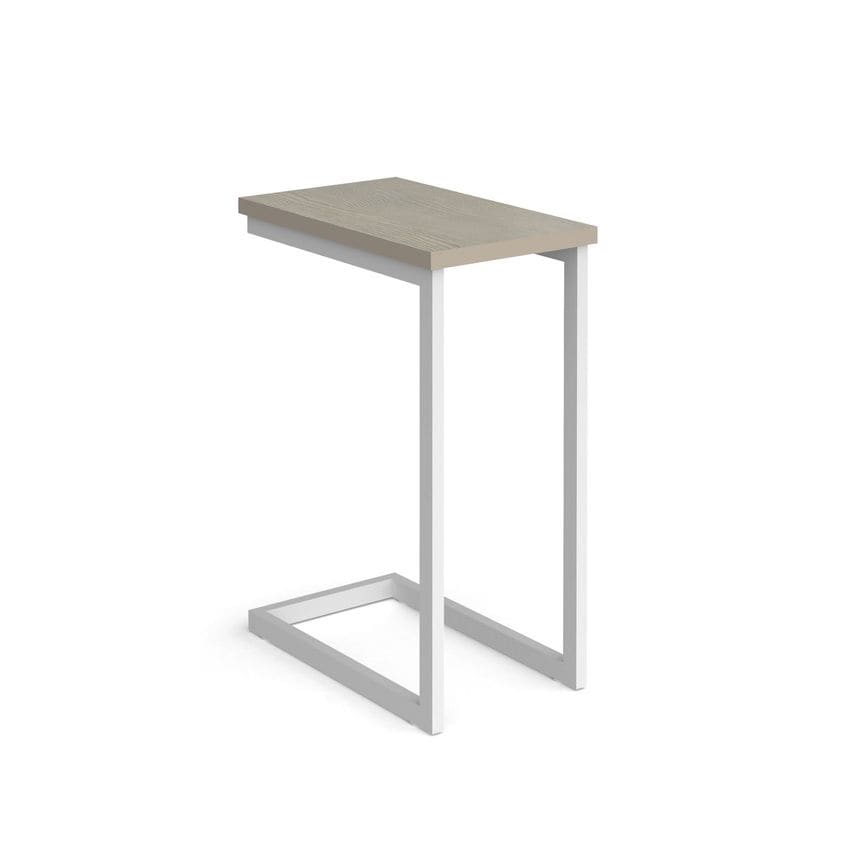 Social Spaces Buddy Laptop Table with White Frame and Oblong Top, Straight Edge