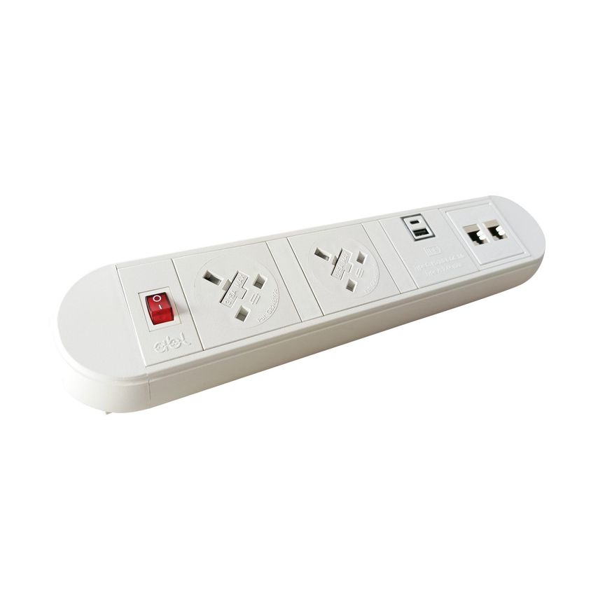 Chroma Clip-on Power Module 2 X UK Sockets 1 Twin USB Fast Charge