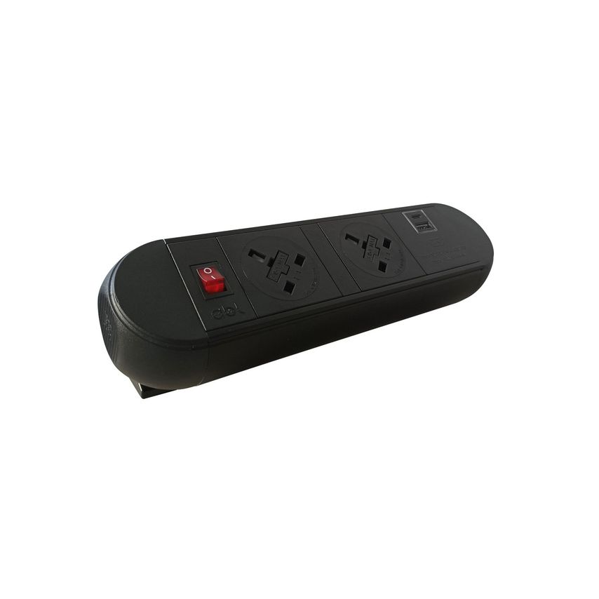 Chroma Clip-on Power Module 2 X UK Sockets RJ45