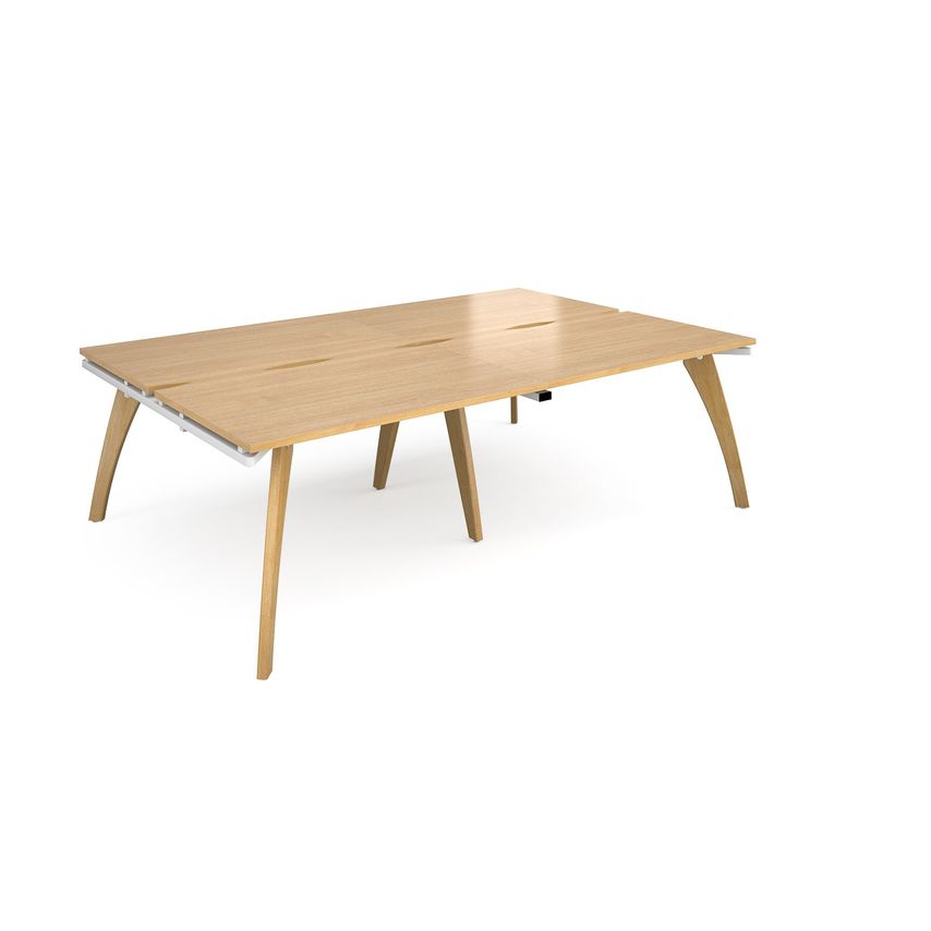 Dams Fuze Double Back to Back Desks 2400mm X 1600mm - White Frame, Oak Top