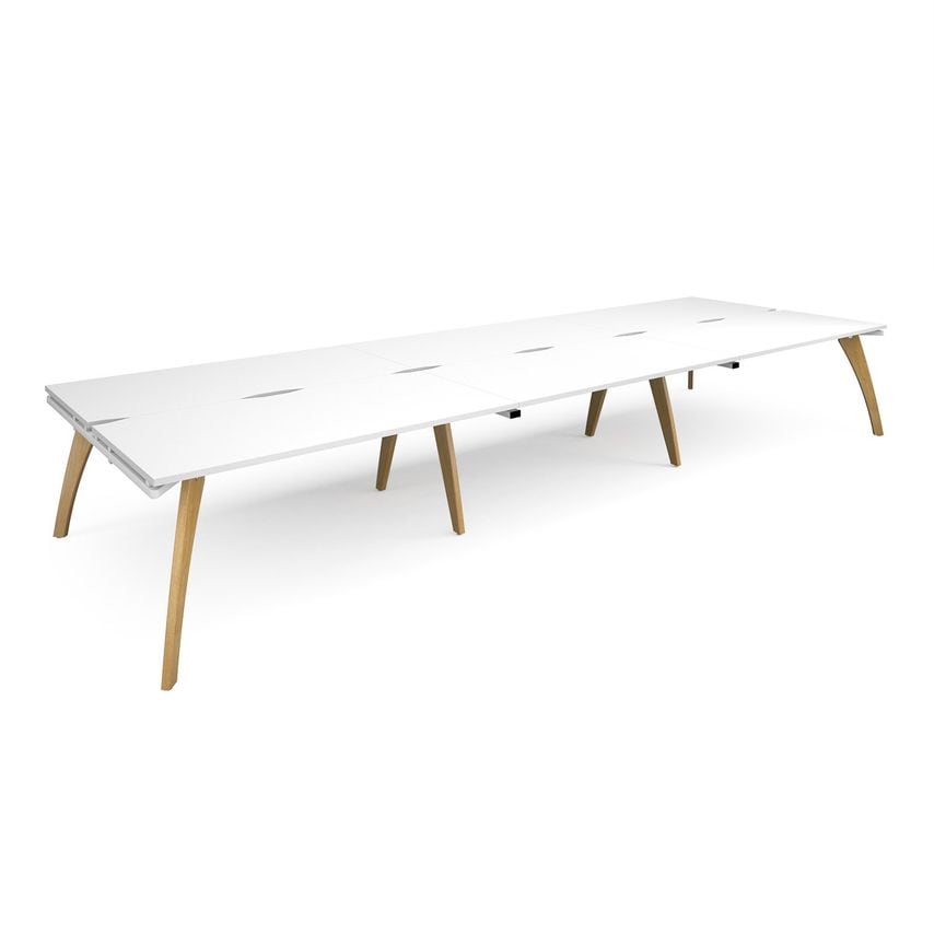 Dams Fuze Triple Back to Back Desks 4800mm X 1600mm - White Frame, White Top