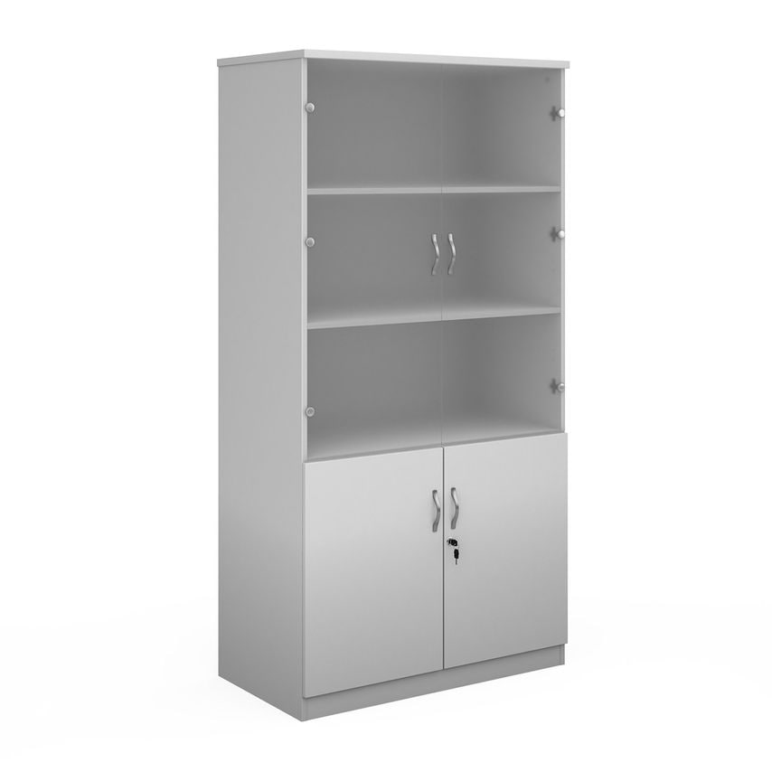 Dams Deluxe Combination Unit with Glass Upper Doors 2000mm High with 4 Shelves -