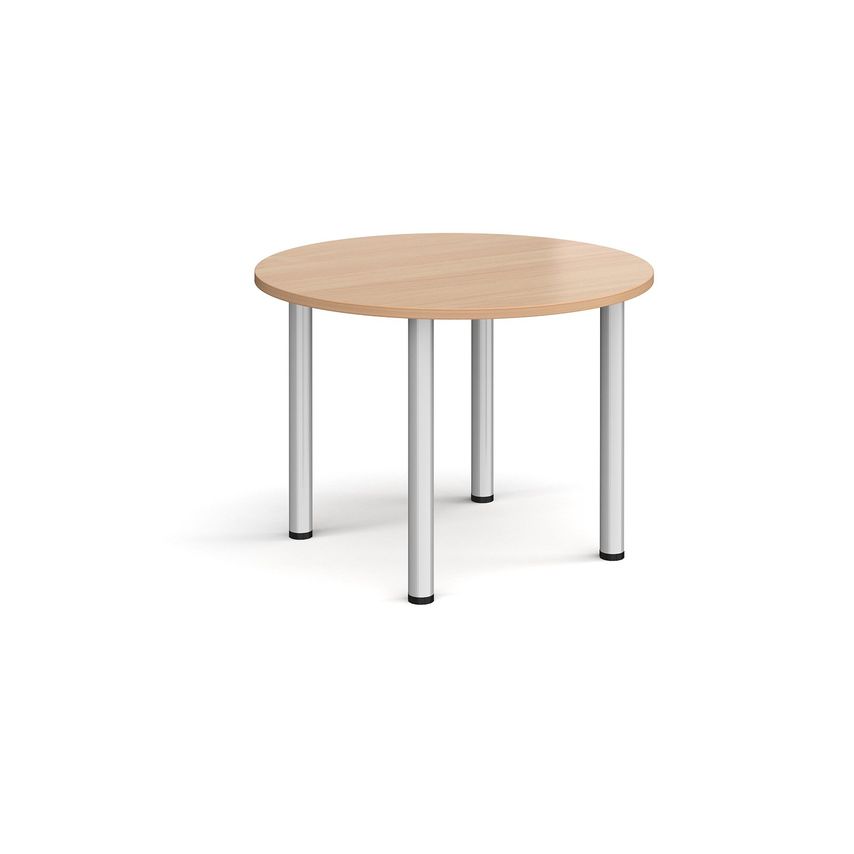 Dams Circular Silver Radial Leg Meeting Table 1000mm - Beech