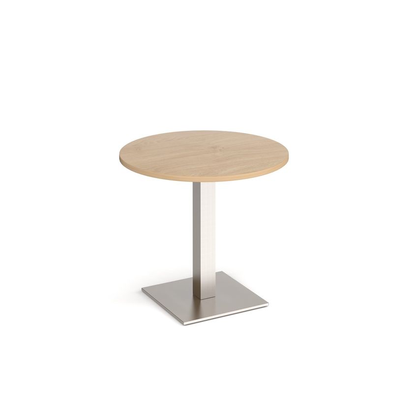 Dams Brescia Circular Dining Table with Flat Square Brushed Steel Base 800mm - K
